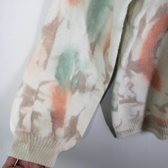 POL Autumn Dreams Tie‎ Dye Sweater L Ivory Green Peach Tan - Picture 3 of 8